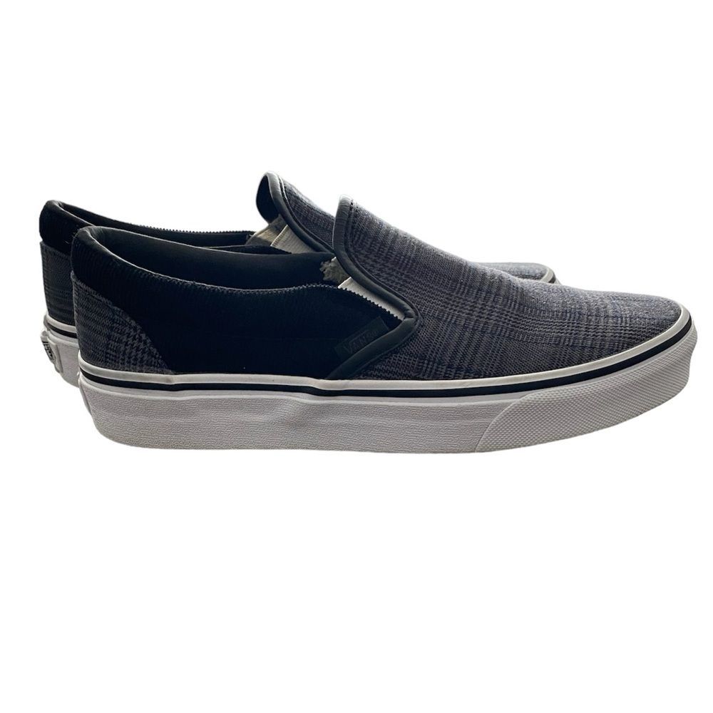 VANS Suiting Black & True White Slip-On Shoes‎ unisex Men 6.5 Women Sz 8.0 - Picture 3 of 10